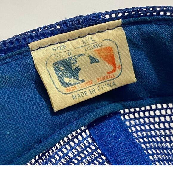 Vintage New York Mets Mesh Back Hat Blue Strapback Cap - Picture 6 of 8
